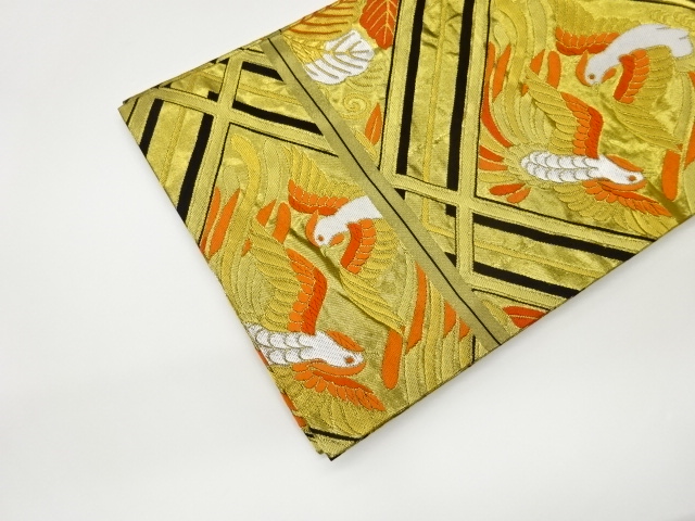  襷に鳳凰・桐模様織出し丸帯